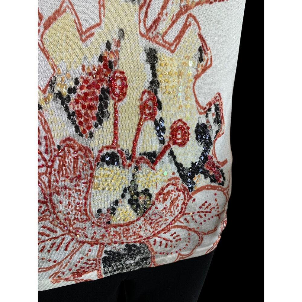 Lillie Rubin Vintage 90's Women;'s Medium Beaded Top Iridescent V-Neck sequins - Picture 3 of 9